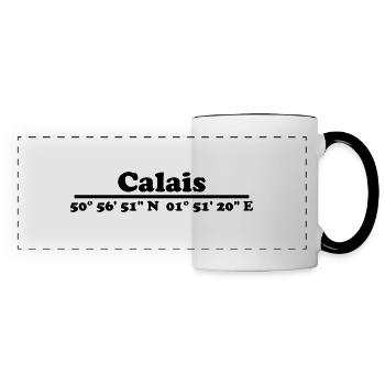 Coordonnées de Calais - Mug panoramique contrasté et blanc - blanc/noir - Devant