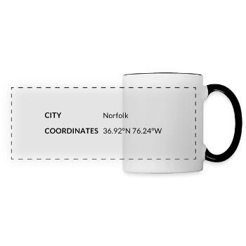 Norfolk, Virginia, USA coordinates - Panoramic Mug - white/black - Front