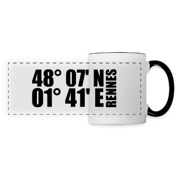 Coordonnées de Rennes - Mug panoramique contrasté et blanc - blanc/noir - Devant