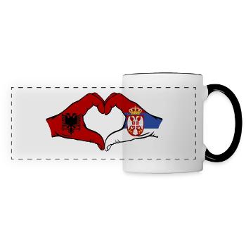 Albanie Serbie Drapeau Coeur Forme - Mug panoramique contrasté et blanc - blanc/noir - Devant