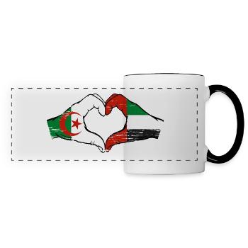 Algérie Émirats Arabes Unis Drapeau Coeur - Mug panoramique contrasté et blanc - blanc/noir - Devant