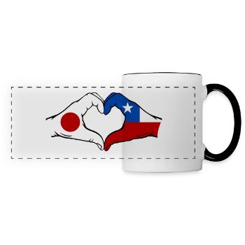 Japan Chile Flag Hands Heart Shape - Panoramic Mug - white/black - Front