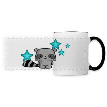 cute raccoon, kids, kawaii, sleeping shirt, baby - Panoramic Mug - white/black - Front