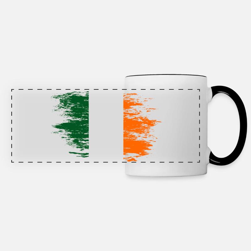 Drapeau de l’Irlande utilisé - Mug panoramique contrasté et blanc - blanc/noir