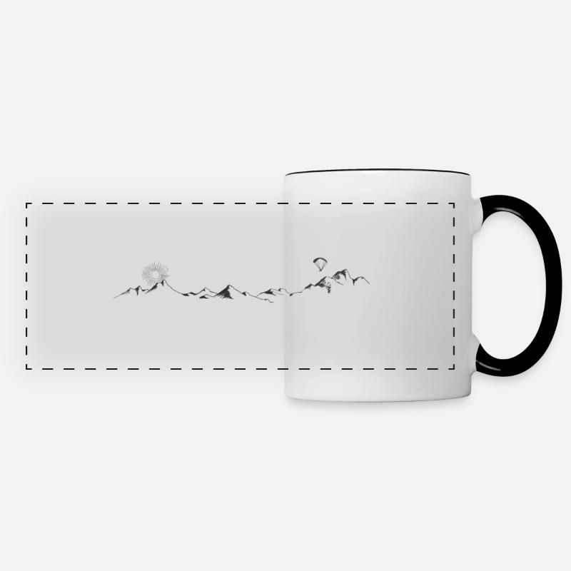 Paraglider sunset drawing - Panoramic Mug - white/black