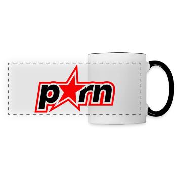 Porn Schriftzug - Panoramatasse - Weiß/Schwarz - Vorne