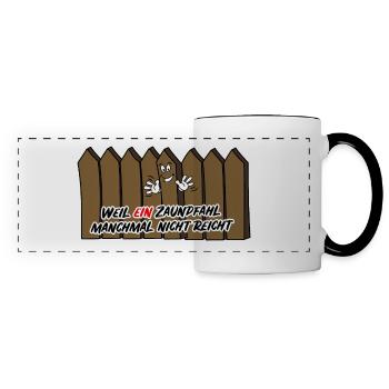 A wink with the fence post cartoon drawing - Panoramic Mug - white/black - Front