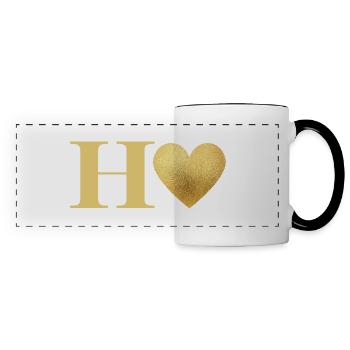 Buchstabe h goldenes Herz - Panoramatasse - Weiß/Schwarz - Vorne