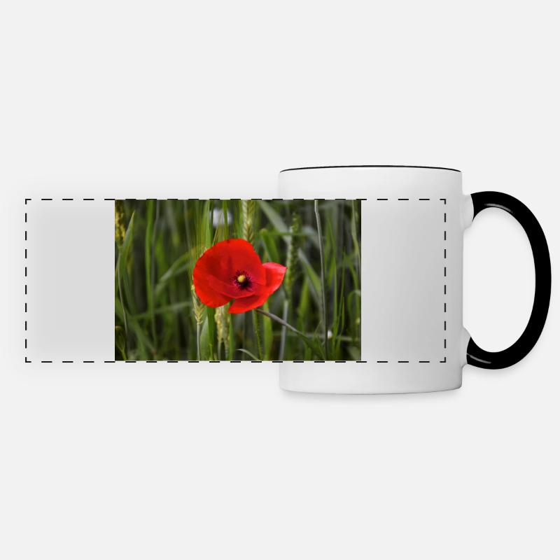 Klatschmohn. - Panoramatasse - Weiß/Schwarz