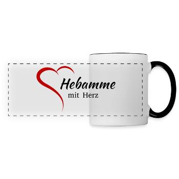 Hebamme mit Herz - Panoramatasse - Weiß/Schwarz - Vorne