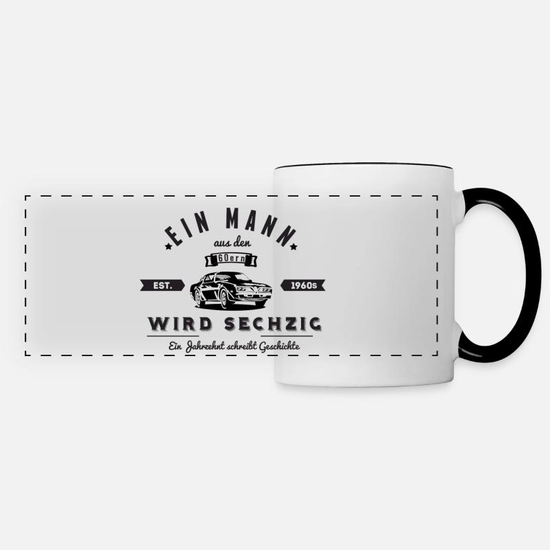 60th birthday man 60s - Panoramic Mug - white/black