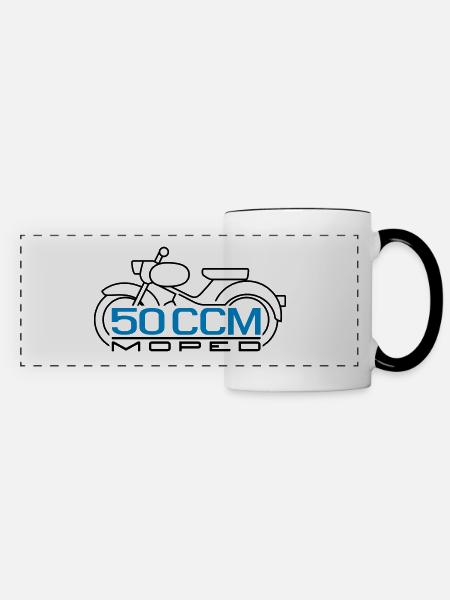 50ccm Moped Spatz Emblem v.2 - Panoramatasse - Weiß/Schwarz
