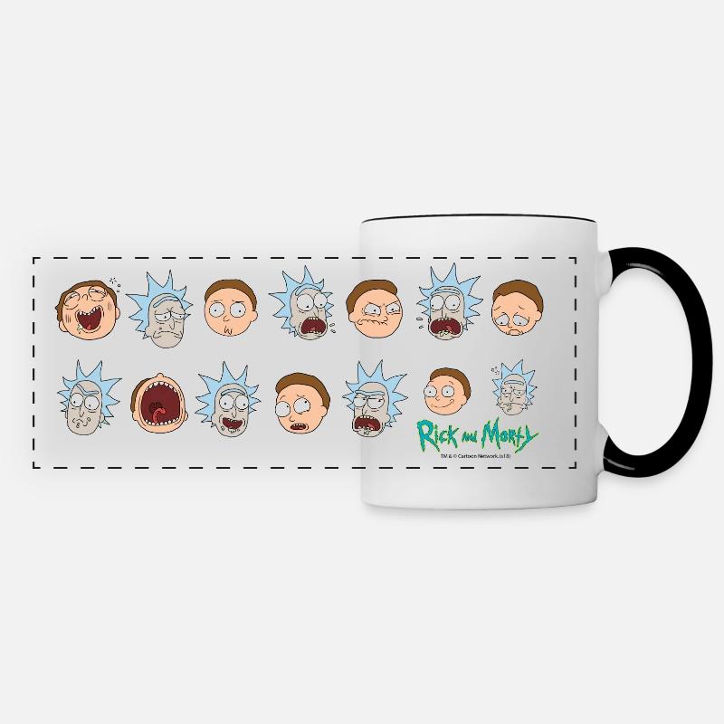 Rick and Morty Expressions - Panoramic Mug - white/black