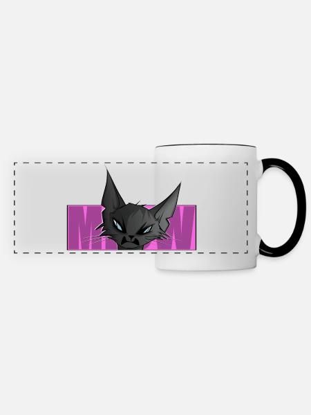 chat cool, bande dessinée, motif de chat, miaou, t-shirt - Mug panoramique contrasté et blanc - blanc/noir