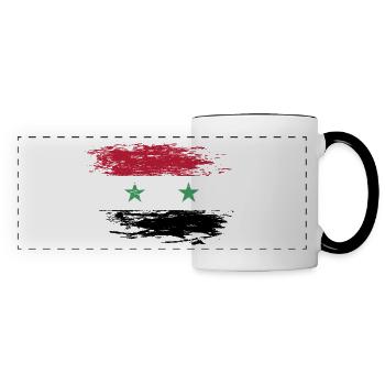 Drapeau de la Syrie utilisé - Mug panoramique contrasté et blanc - blanc/noir - Devant