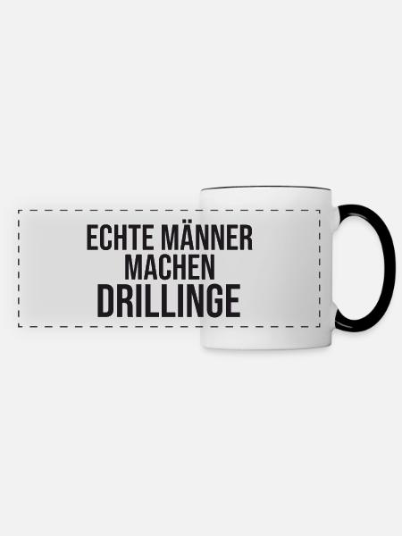 Echte Männer Machen Drillinge - Panoramatasse - Weiß/Schwarz