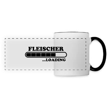 Fleischer Spruch Metzger Lustig Fleischer Geschenk - Panoramatasse - Weiß/Schwarz - Vorne