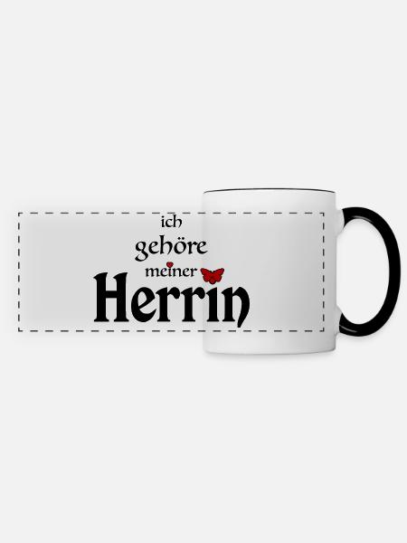 Herrin Domina Sklave Spruch - Panoramatasse - Weiß/Schwarz