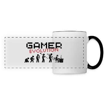 Gamer évolution cadeau gamer geek - Mug panoramique contrasté et blanc - blanc/noir - Devant