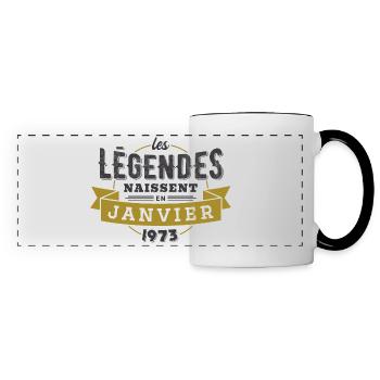 Les légendes naissent en janvier 1973 anniversaire - Mug panoramique contrasté et blanc - blanc/noir - Devant