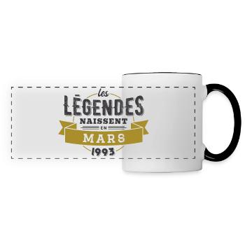 Les légendes naissent en mars 1993 anniversaire - Mug panoramique contrasté et blanc - blanc/noir - Devant