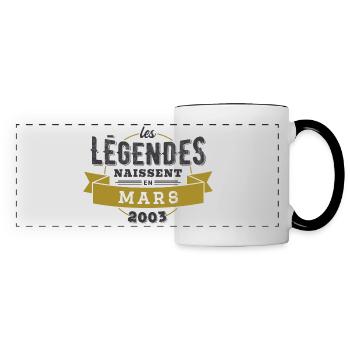 Les légendes naissent en mars 2003 anniversaire - Mug panoramique contrasté et blanc - blanc/noir - Devant