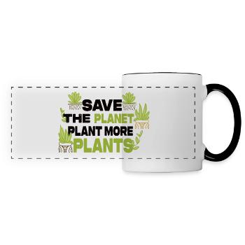 Save The Planet Plant More Plants - Panoramatasse - Weiß/Schwarz - Vorne