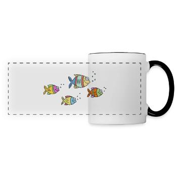 Poisson Cichlide Eau Mer Graffiti Dessin - Mug panoramique contrasté et blanc - blanc/noir - Devant