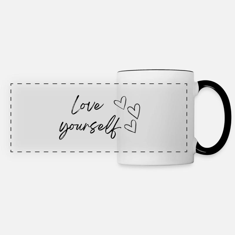 Love yourself (black text) - Panoramic Mug - white/black