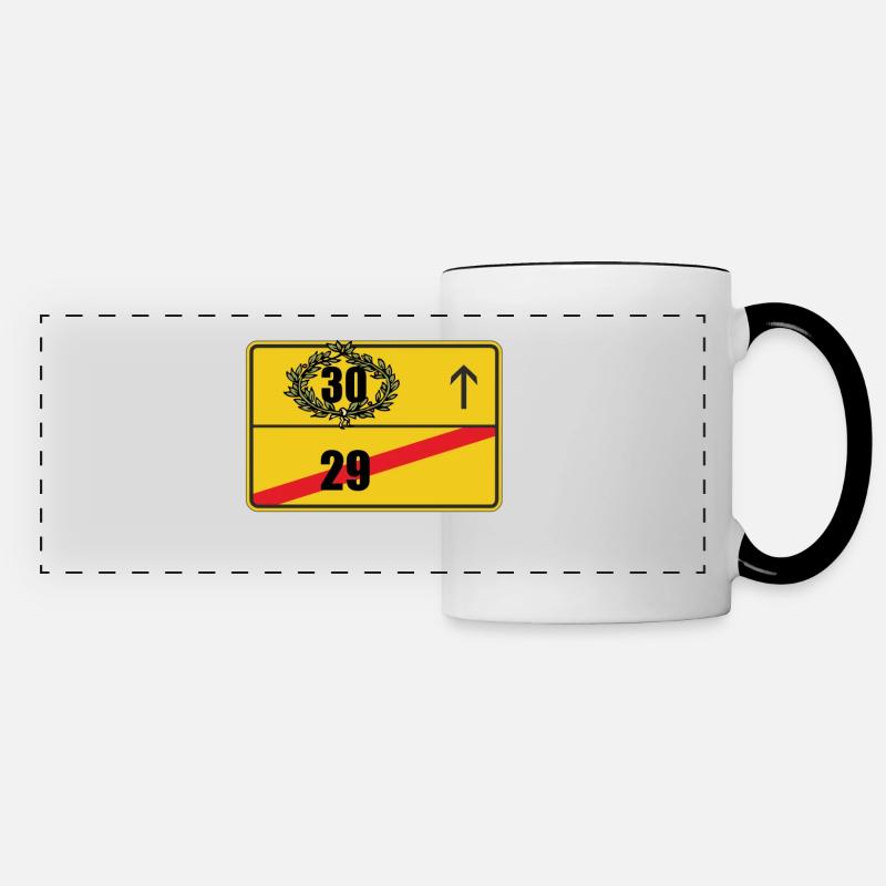 Ortsschild 30. Geburtstag Geschenk - Panoramatasse - Weiß/Schwarz