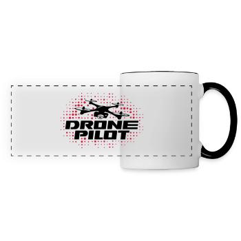 pilote de drone - Mug panoramique contrasté et blanc - blanc/noir - Devant