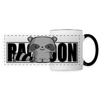 cute raccoon, kids, kawaii, sleeping shirt, baby - Panoramic Mug - white/black - Front