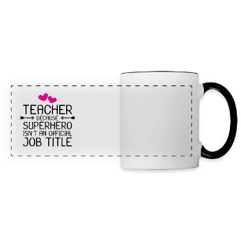 Le super-héros de l’enseignant cadeau - Mug panoramique contrasté et blanc - blanc/noir - Devant