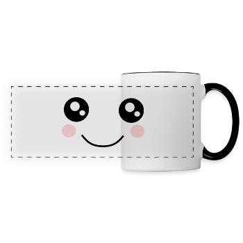 Kawaii, eyes, face - Panoramic Mug - white/black - Front