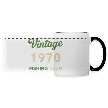 Millésime 1970 – Année de naissance rétro du club de pêche - Mug panoramique contrasté et blanc - blanc/noir - Devant
