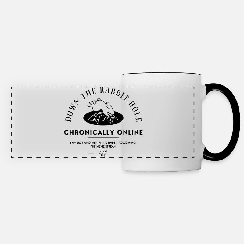 Chronically Online | Down the Internet Rabbit Hole - Panoramic Mug - white/black