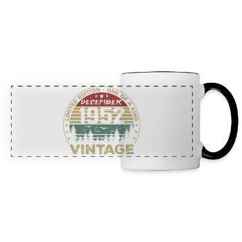 Vintage Retro Dezember 1952 Geburtstagsgeschenk - Panoramatasse - Weiß/Schwarz - Vorne