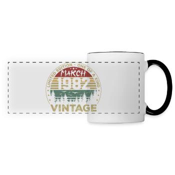 März 1982 - Bestes Geburtstagsgeschenk März 1982 - Panoramatasse - Weiß/Schwarz - Vorne