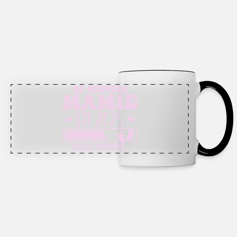 Grossesse Grand Mère Encore Mamie 2025 - Mug panoramique contrasté et blanc - blanc/noir