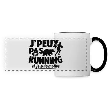 Je Peux Pas J'ai Running Et Je Suis Motivé - Mug panoramique contrasté et blanc - blanc/noir - Devant