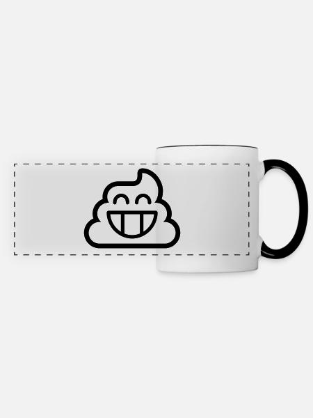 Emoji Poop 1c - Panoramatasse - Weiß/Schwarz
