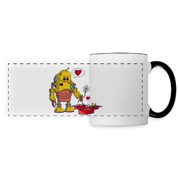 Robot in love - Panoramic Mug - white/black - Front