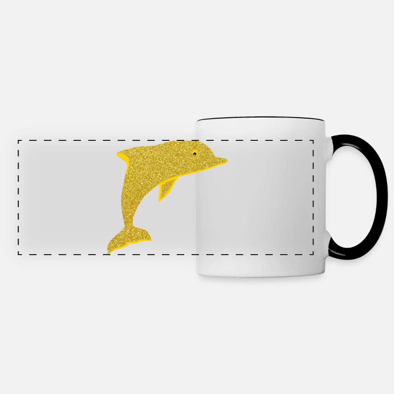 dauphin mignon - Mug panoramique contrasté et blanc - blanc/noir
