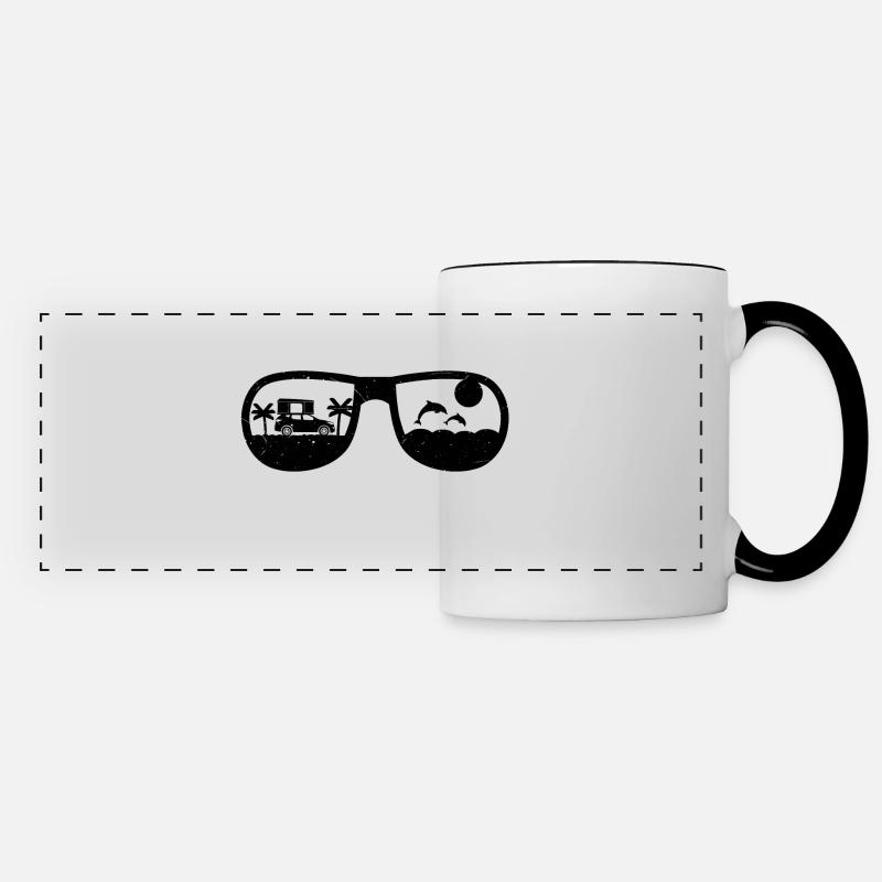 Dachzelt Sonnenbrille | Camping Camper | Geschenk - Panoramatasse - Weiß/Schwarz