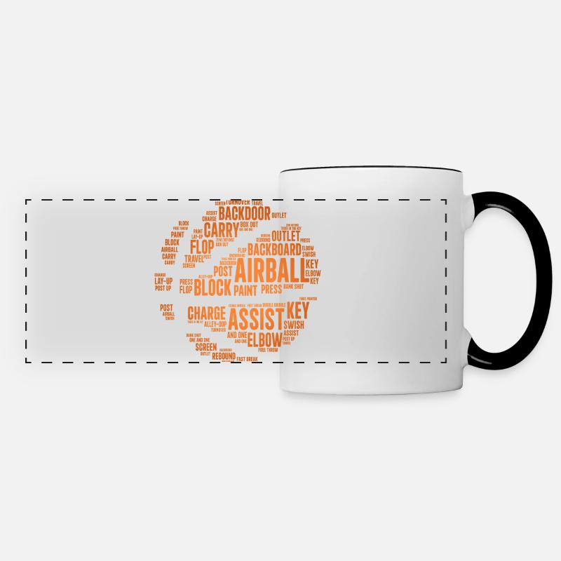 Basketball Terms Word Cloud - Panoramic Mug - white/black