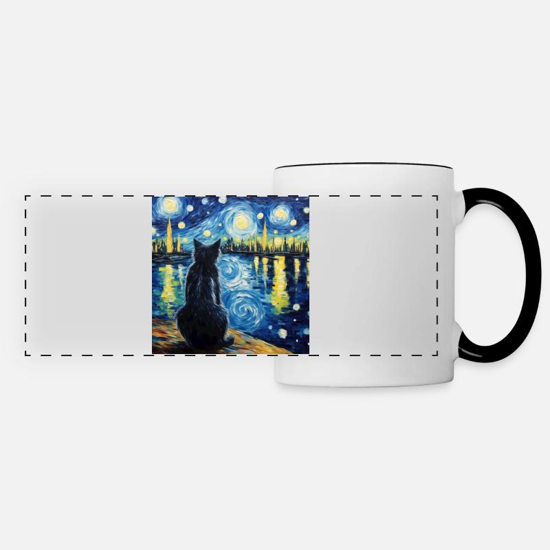 Chat, Motif De Chat - Mug panoramique contrasté et blanc - blanc/noir