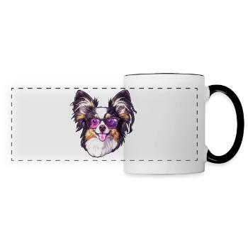 Épagneul miniature continental Papillon - Mug panoramique contrasté et blanc - blanc/noir - Devant