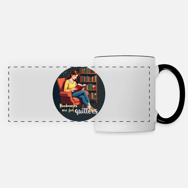 Je suis dans une relation engagée avec ma bibliothèque - Mug panoramique contrasté et blanc - blanc/noir