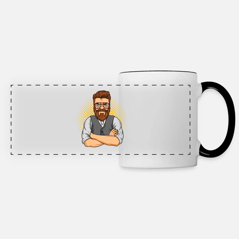 Hipster. Style. Beard. Man. Shirt. gift idea - Panoramic Mug - white/black