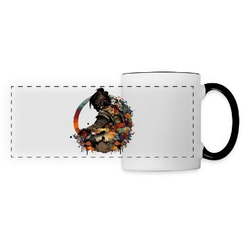 Samouraï rêvant de maison / graphique esthétique cool - Mug panoramique contrasté et blanc - blanc/noir - Devant